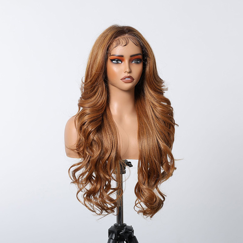 13*6 imported Silk Lace Wigs For Women With Random Parting Dark Brown Long Curly Hair Manufacturers in Stock J56