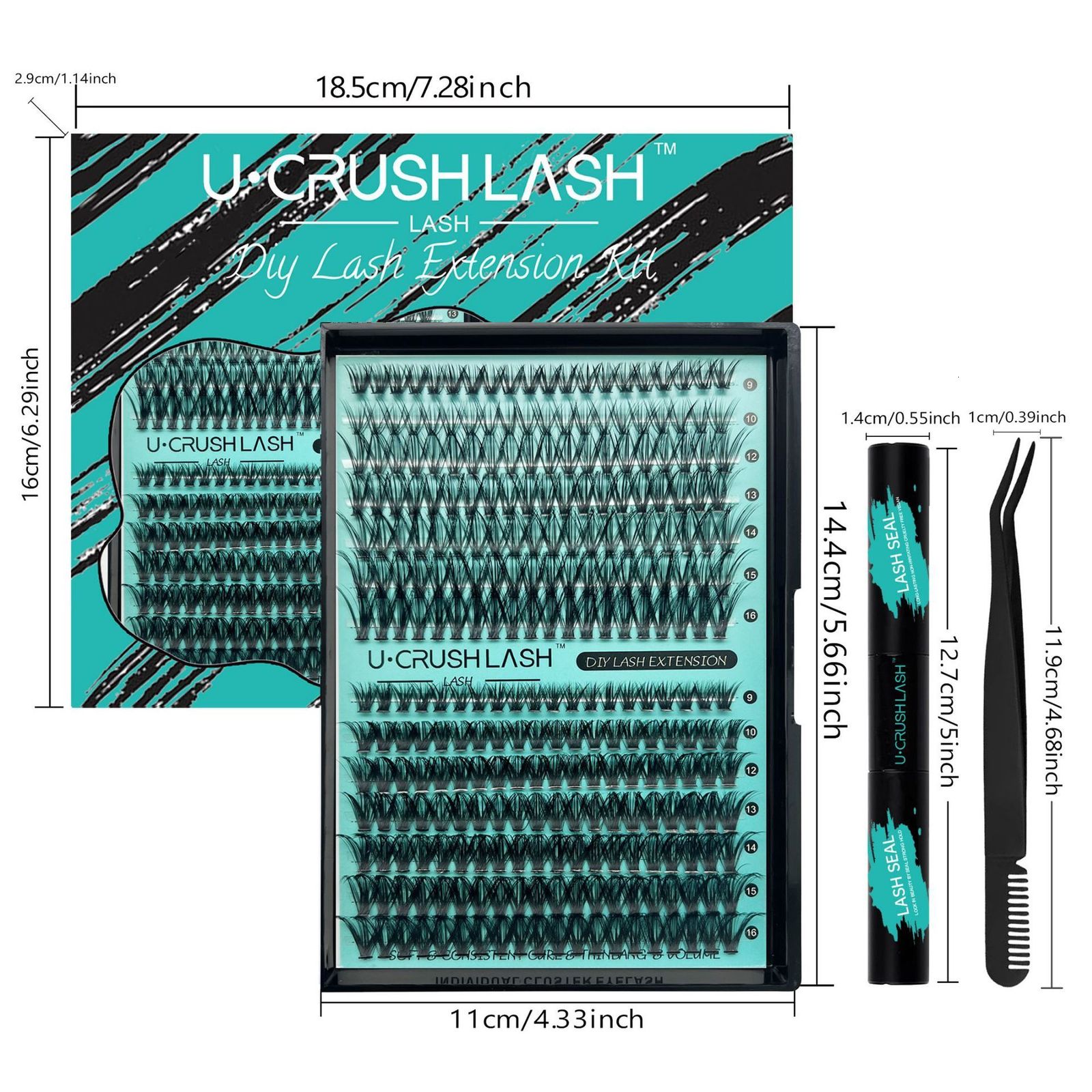 AMZGIRL LASH DIY Eyelash Extension Kit Cluster Lashes 70D90D D Curl 8-16mm Waterproof Bond and Seal with Remover Tweezer 240914