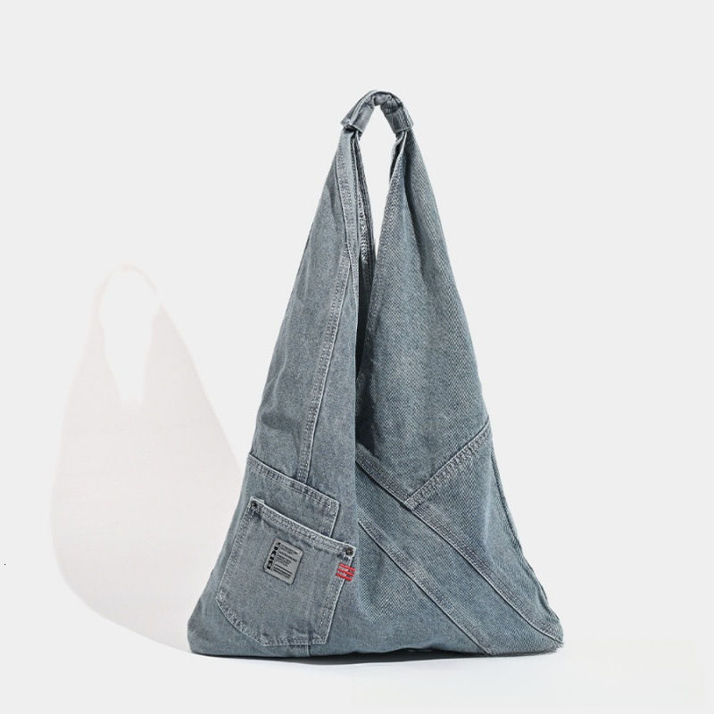 autumn new washed denim bag with large capacity under the armpit for lazy people niche design versatile fashion handbag designer atmosphere shoulder b