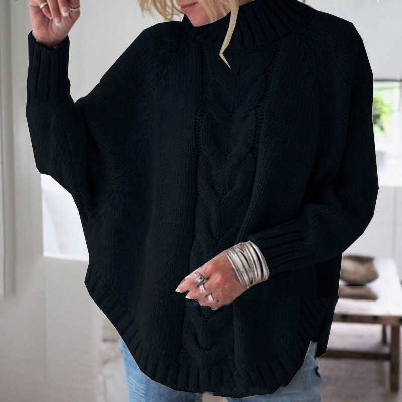 Women's Sweaters Autumn Winter Plus Size Casual Sweater Women's Long Sleeve Off White Turtle Neck Oversized Pullover Jumper Tops 2023 New J2