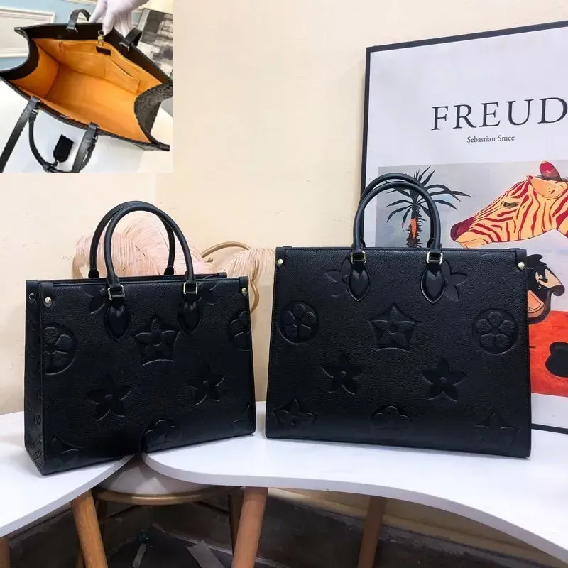 Designer Women Bag Embossing Black Flower Monograms GM MM Bags Handbag Purse The Tote Shoulder Crossbody Female Backpack