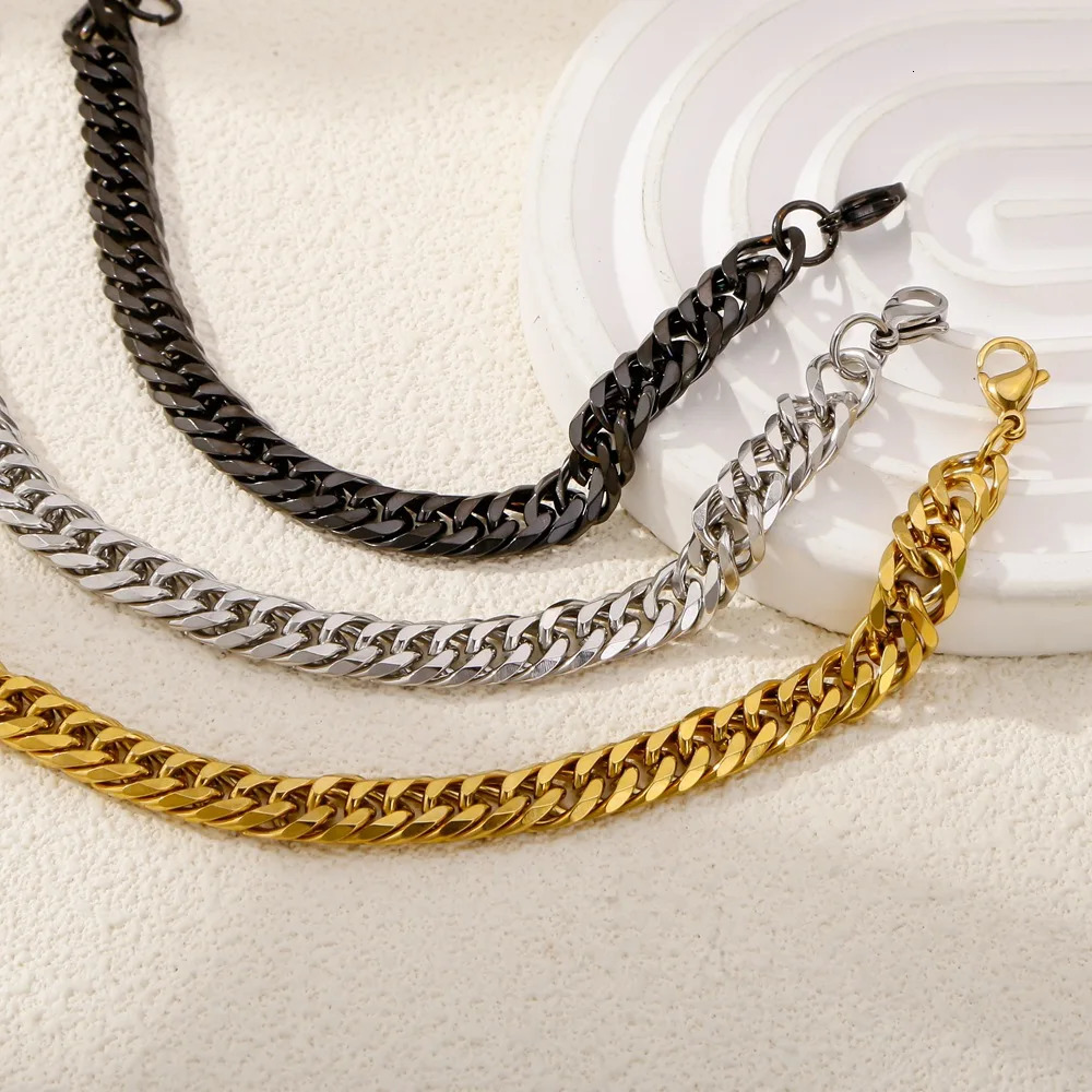 Starry39mm y Miami Curb Chain Bracelet for Men Stainless Steel Cuban Link Wristband Classic Punk Heavy Male Jewelry 250901