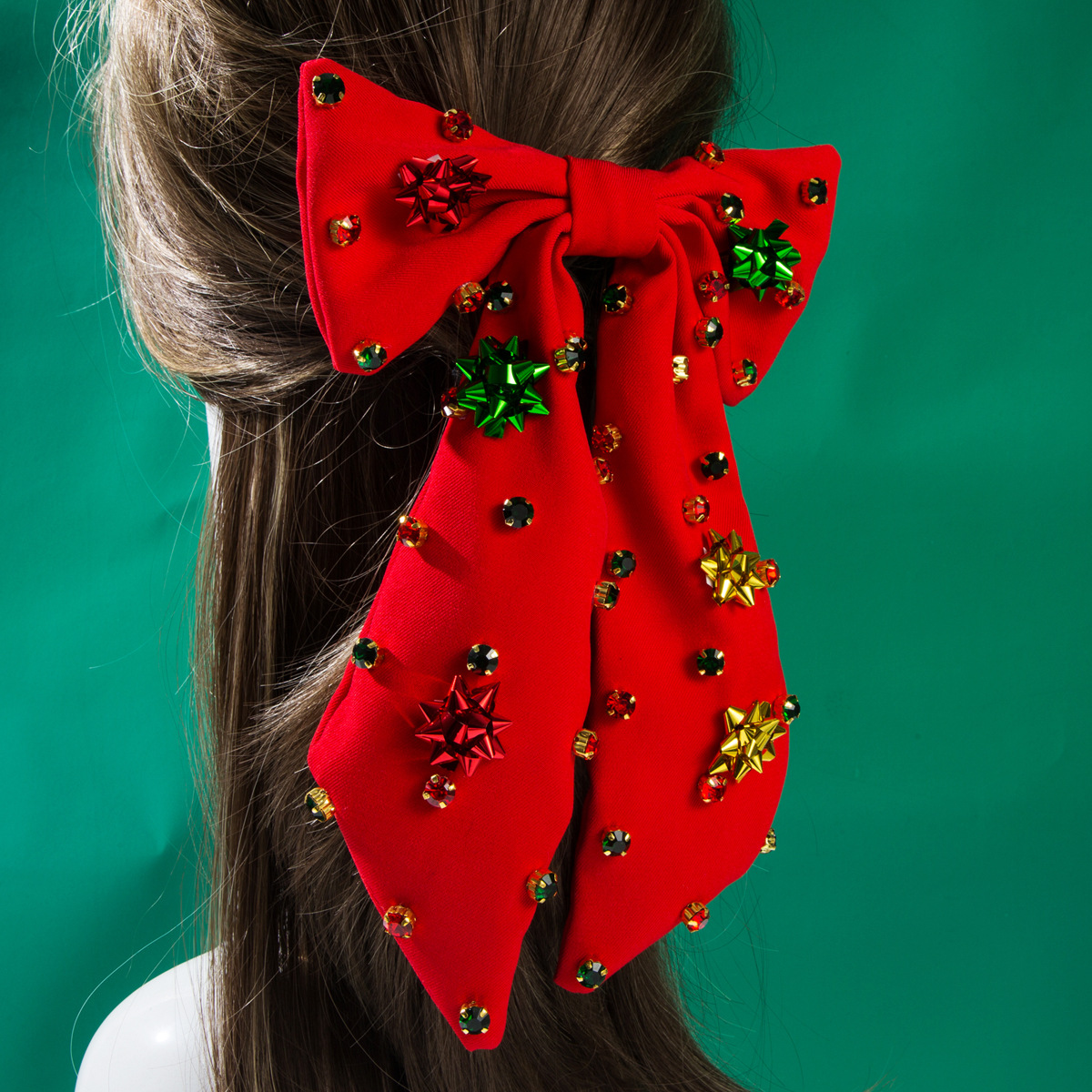 New Christmas Bow Hair Clips for Women Sparkling Snowflake Embellished Party Hair Accessories