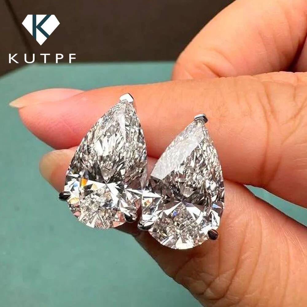 124Carat Waterdrop Shape Real Moissanite Earrings with Certificates 925 Silver Pear Cut Lab Diamond Stud Earring for Women Men
