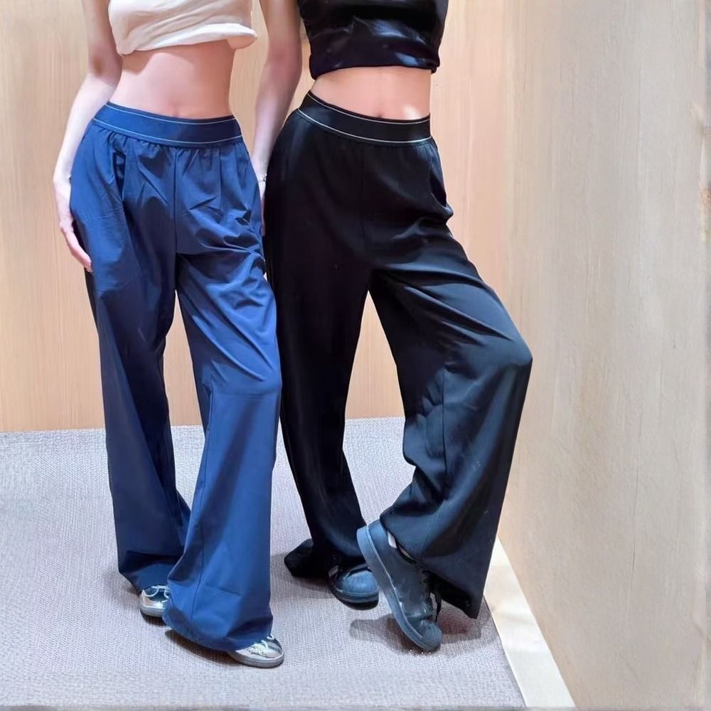 Yoga Suit Up Trouser Elasticity High Waist Trousers Casual Sports Pants Women Loose Wide-leg Drape Straight-leg Pants