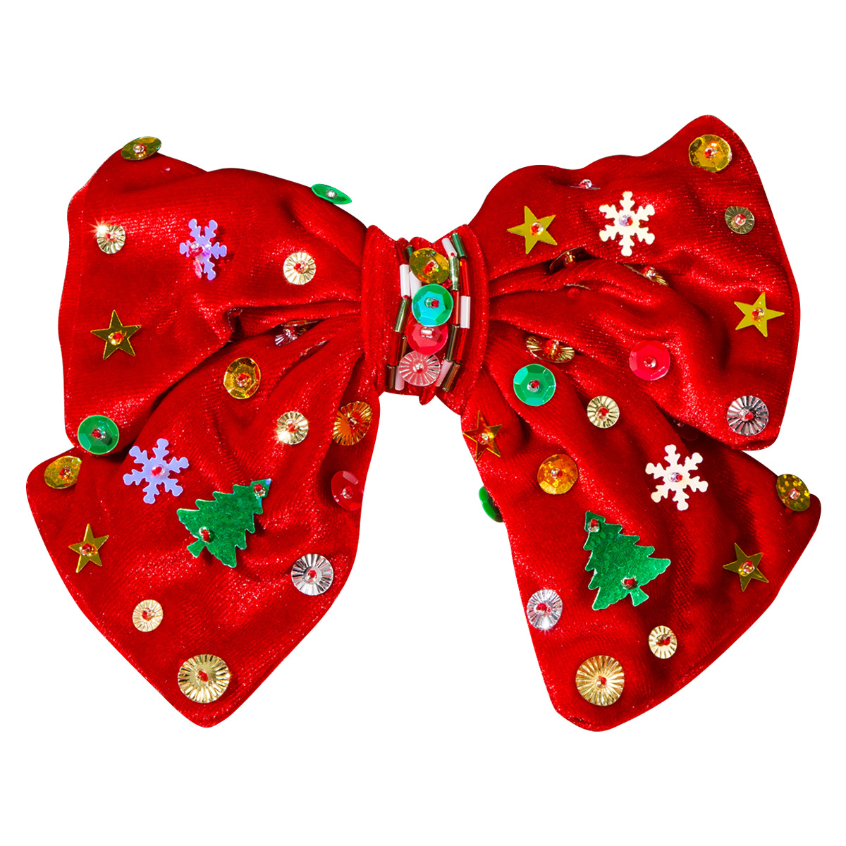 New Christmas Flannel Bow Hair Clips with Hand sewn Stars Snowflakes Christmas Tree Glitter for Sweet Party Looks
