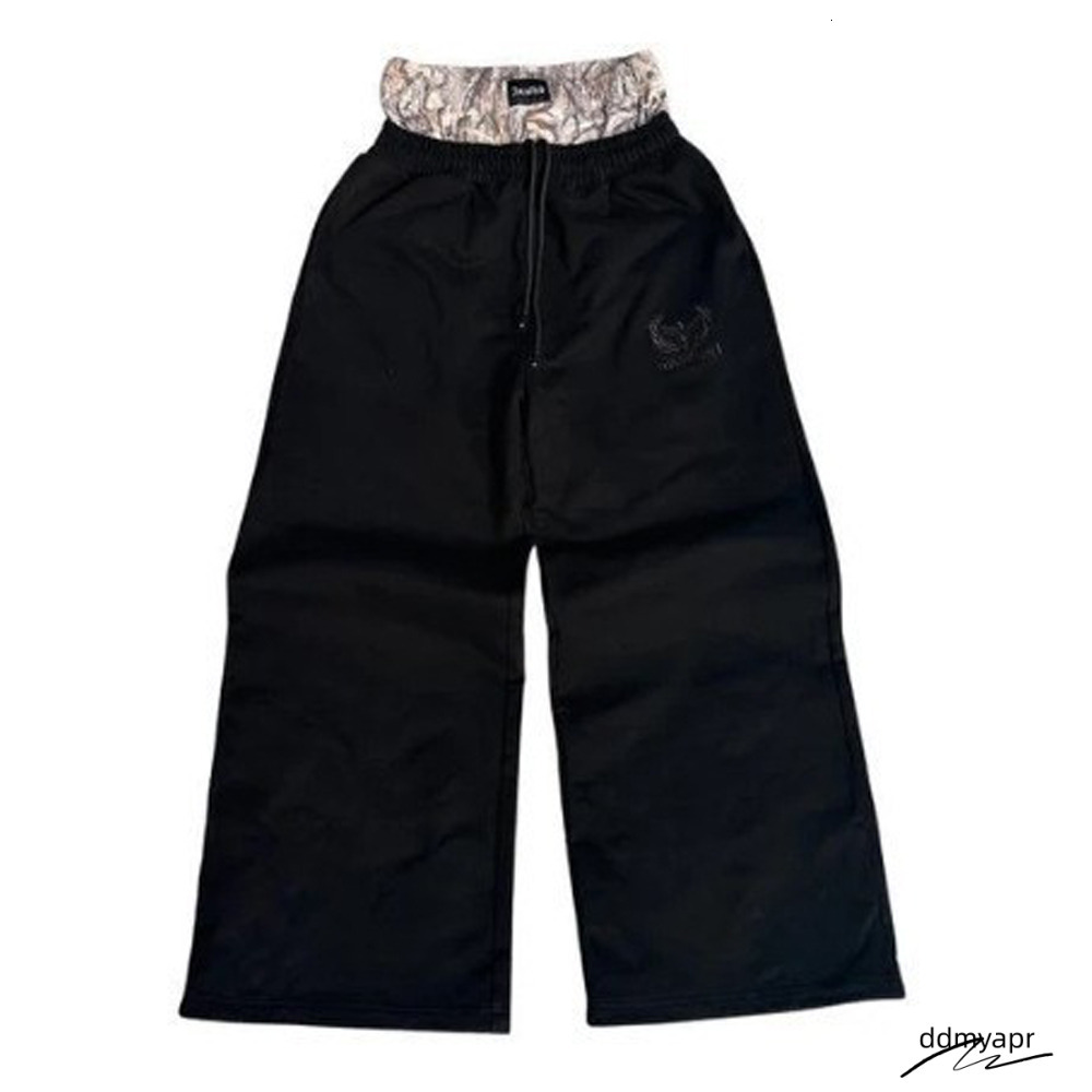 Men's Pants Double Cuffs Baggy Joggers Black Oversized Drawstring Flannel Lined Elastic Waistband Casual Streetwear Workout Daily Petite Y2k ddmy