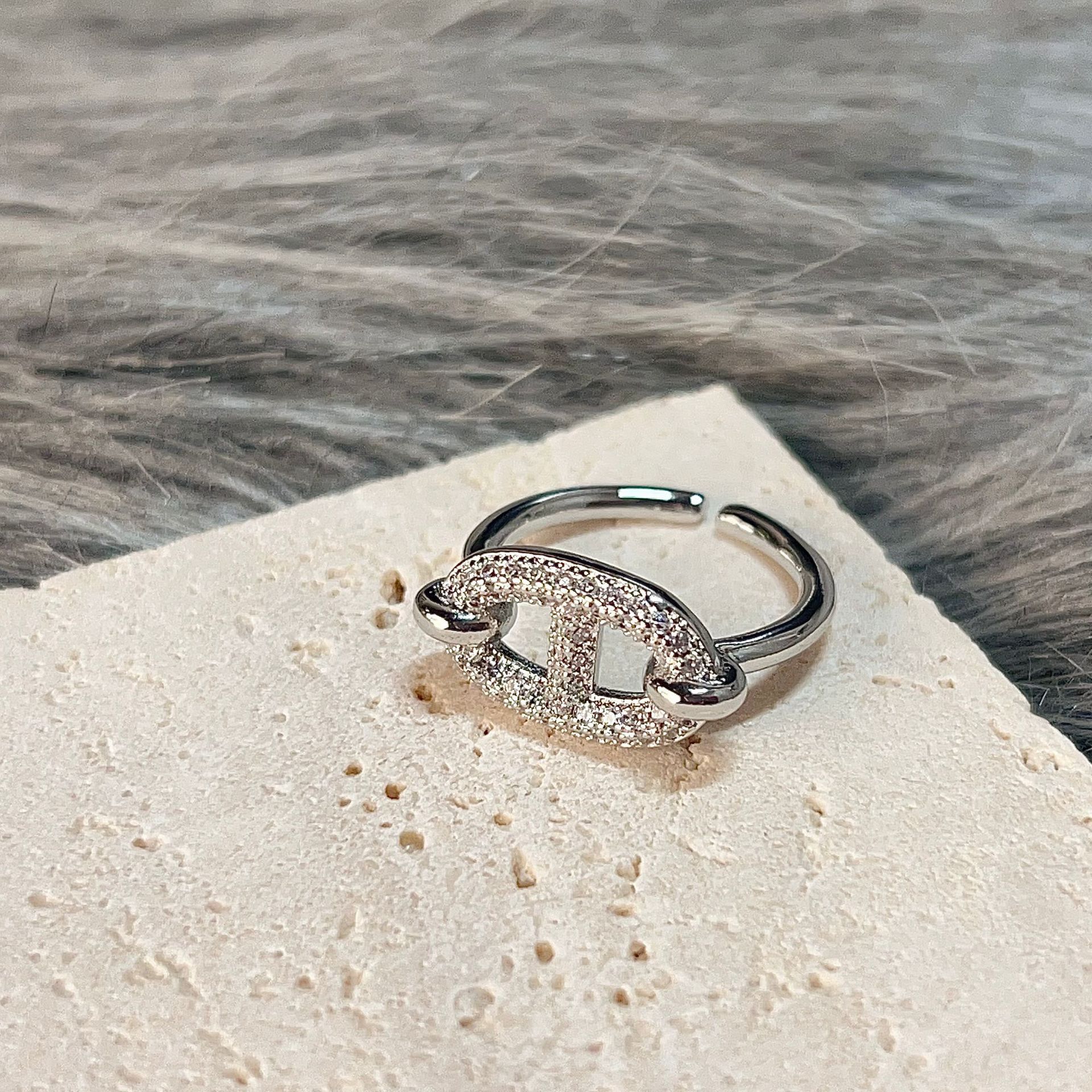 Luxury Brand Designer Jewelry Minimalist Non-Fading 18K Plated Full Diamond Pig Nose Ring For Women, Open Adjustable, Light Luxury, Niche Fashion, Ind