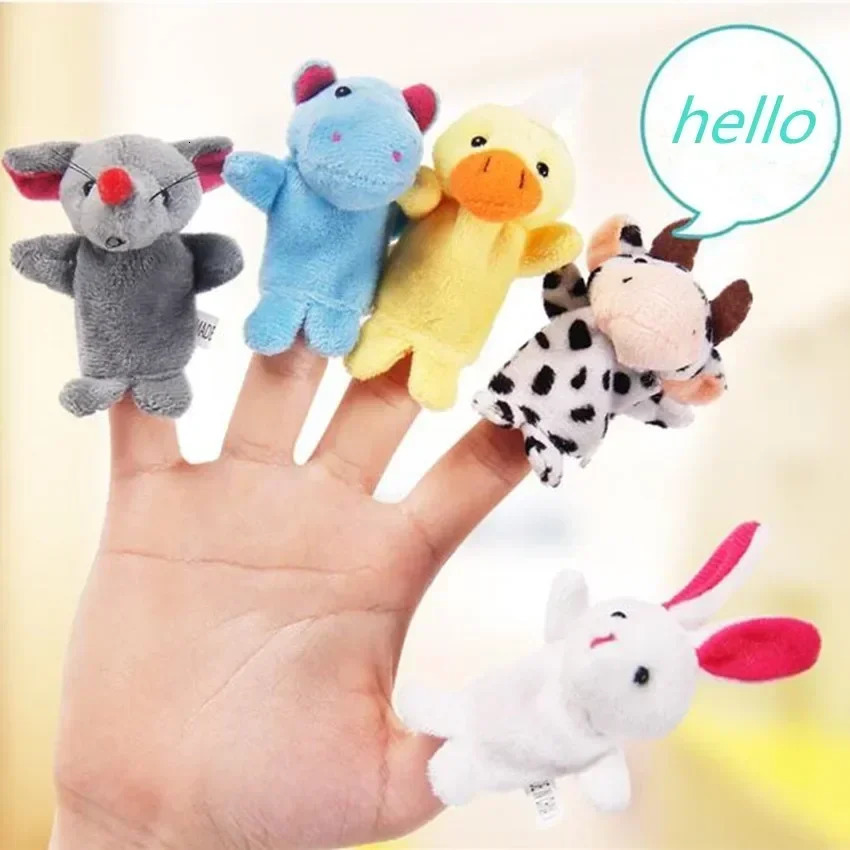 1PC Cute Baby Toys Cartoon Animal Hand Finger Puppets Pretend Play Plush Dolls Parentchild Game Props for Kids Girls Funny Gift 250901