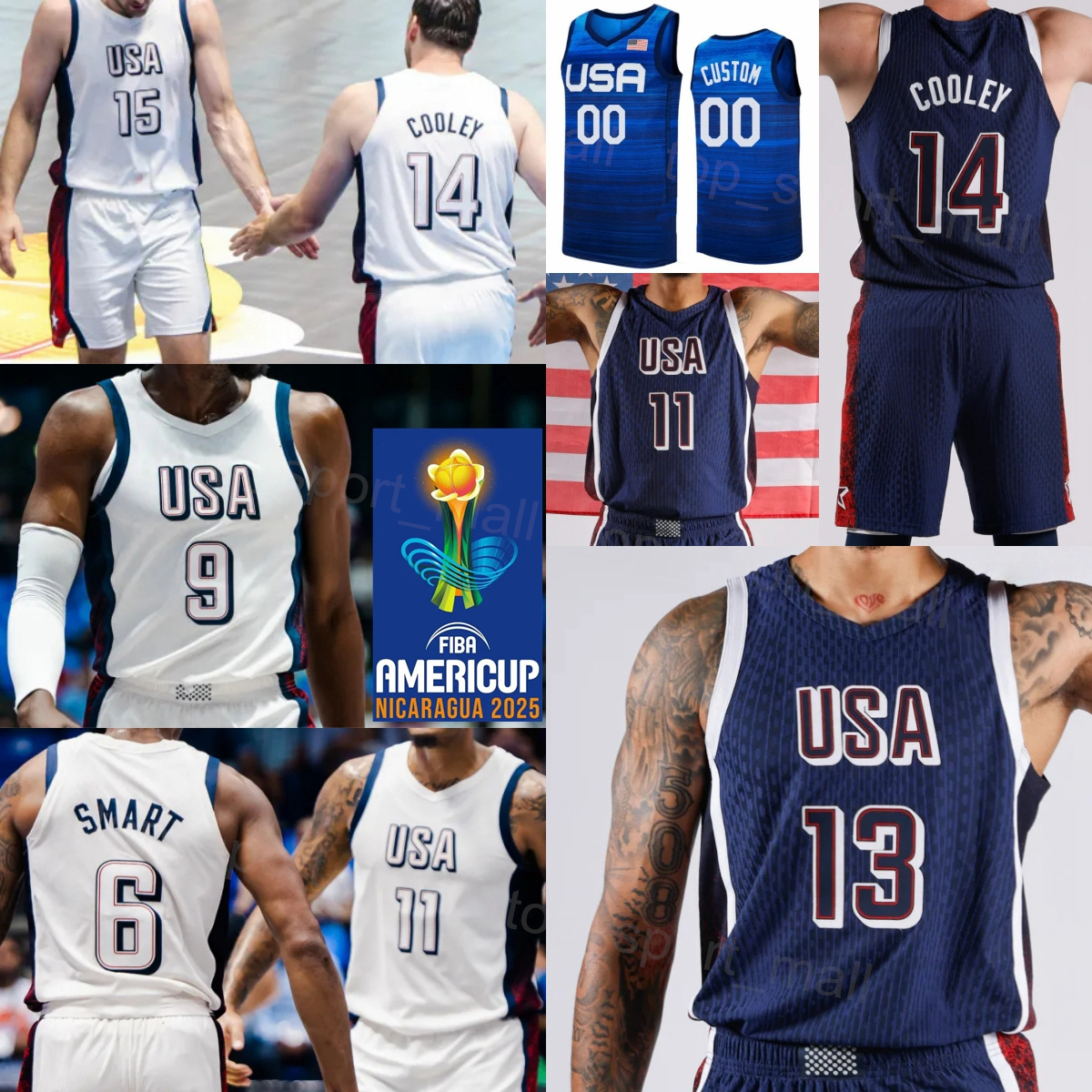 Print Basketball USA 10 Jerian Grant Jersey 2025 2026 AmeriCup US 5 Speedy Smith 12 Rob Baker II 14 Jack Cooley 4 Jarell Eddie 7 Andrew Andrews American Men Women Kids