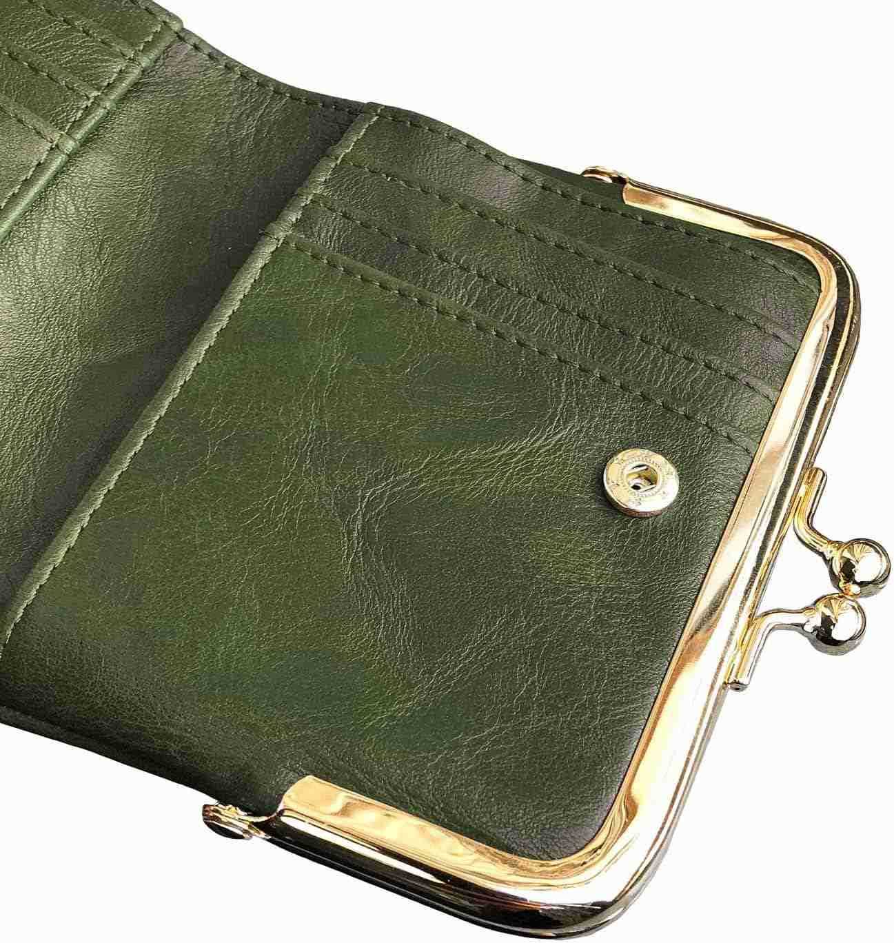 Womens Wallet Small Rfid Ladies Compact Bifold Leather Vintage Coin Purse With Zipper and Kiss LockZ250911