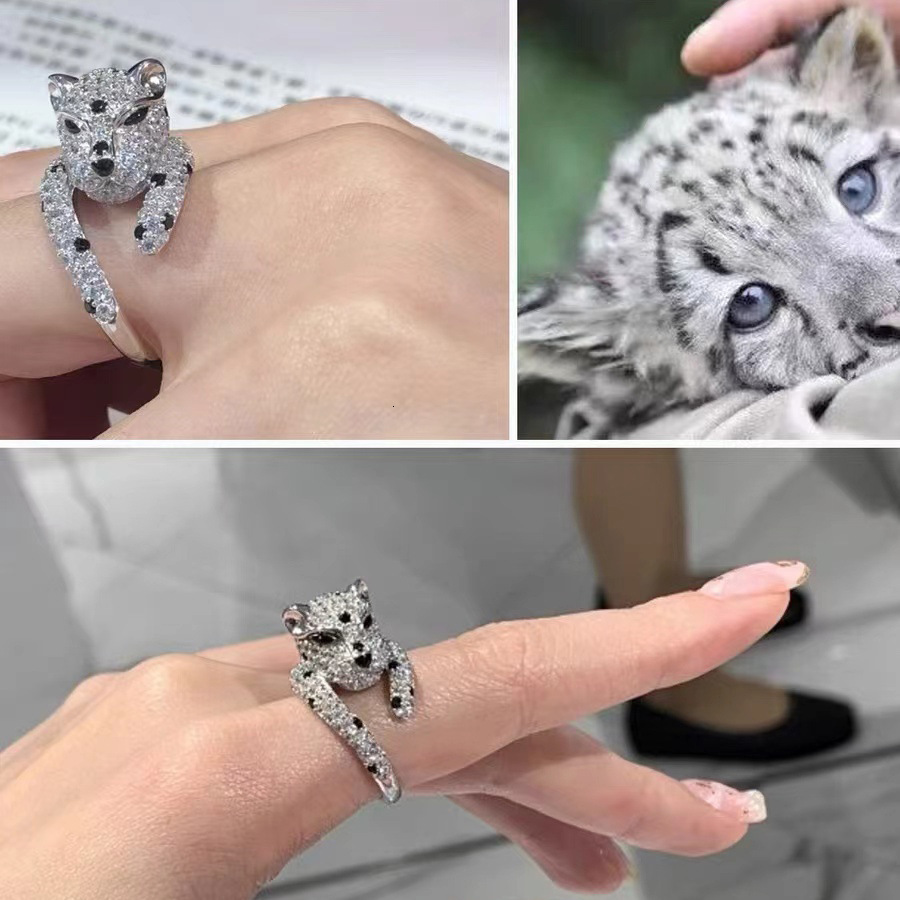 Luxury Brand Designer Jewelry High-End Leopard Ring For Women, Adjustable Open Design, Ins Style, Light Luxury, Elegant, Super Fairy, Micro Pave Full 
