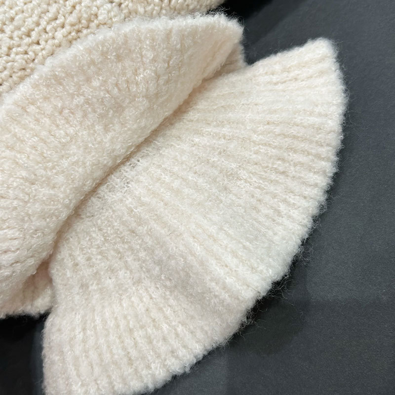 Designer Y2K Fall New Ladies Beige Knit Cashmere Wool Top, Ruffled Deep V-Neck Tie Waist Sweater with Pockets, Classic Clothing S0907