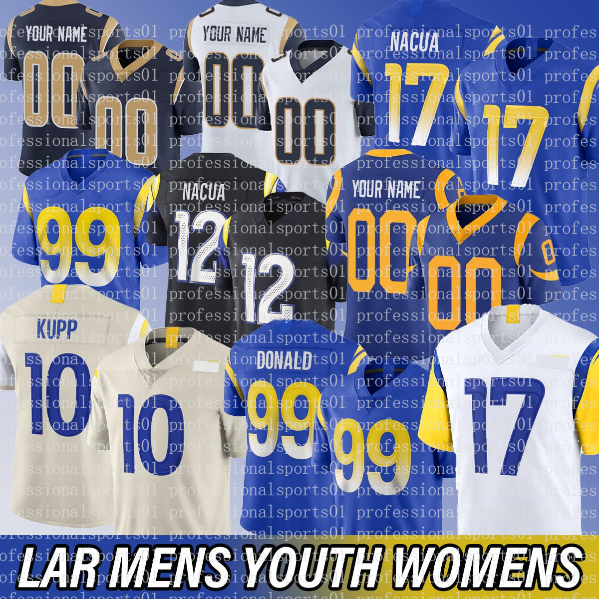 Los Angeles city LA RamsS jersey #17 Puka Nacua Matthew Stafford Cooper Kupp Kyren Williams Stetson Bennett IV Aaron Donald Byron Young Football Jerseys