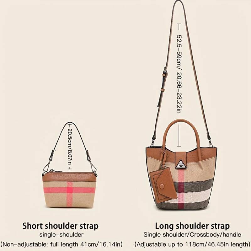2025 New Women's Handbag Leather Canvas Shoulder Bag Fashion Designer Women's Bag with Adjustable Shoulder Strap Large Wallet Handbag