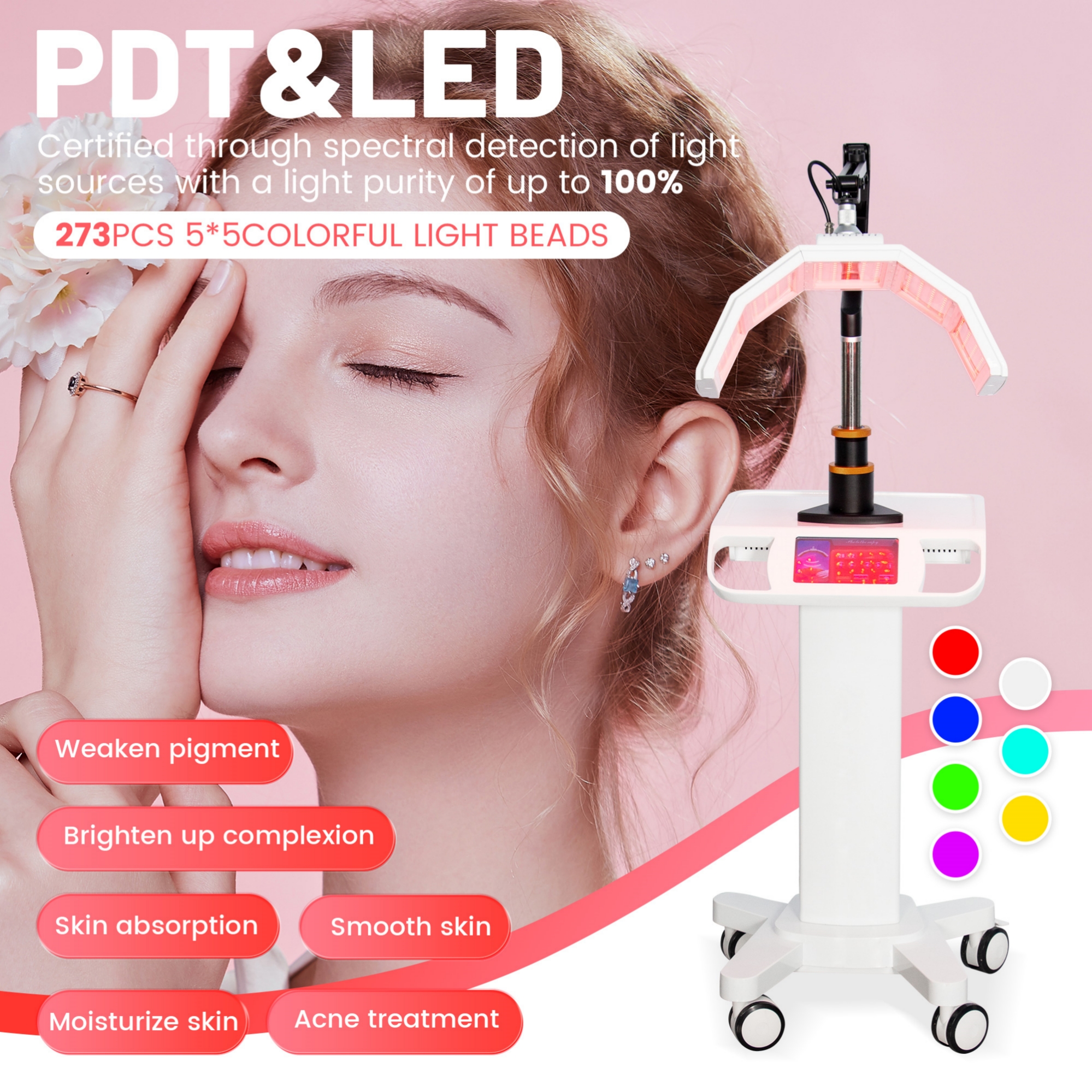LED Photon Therapy Machine For Skin Care Rejuvenation Acne Removal Wrinkle Reduction And Anti Aging Treatment Professional PDT Light Beauty Salon Devi