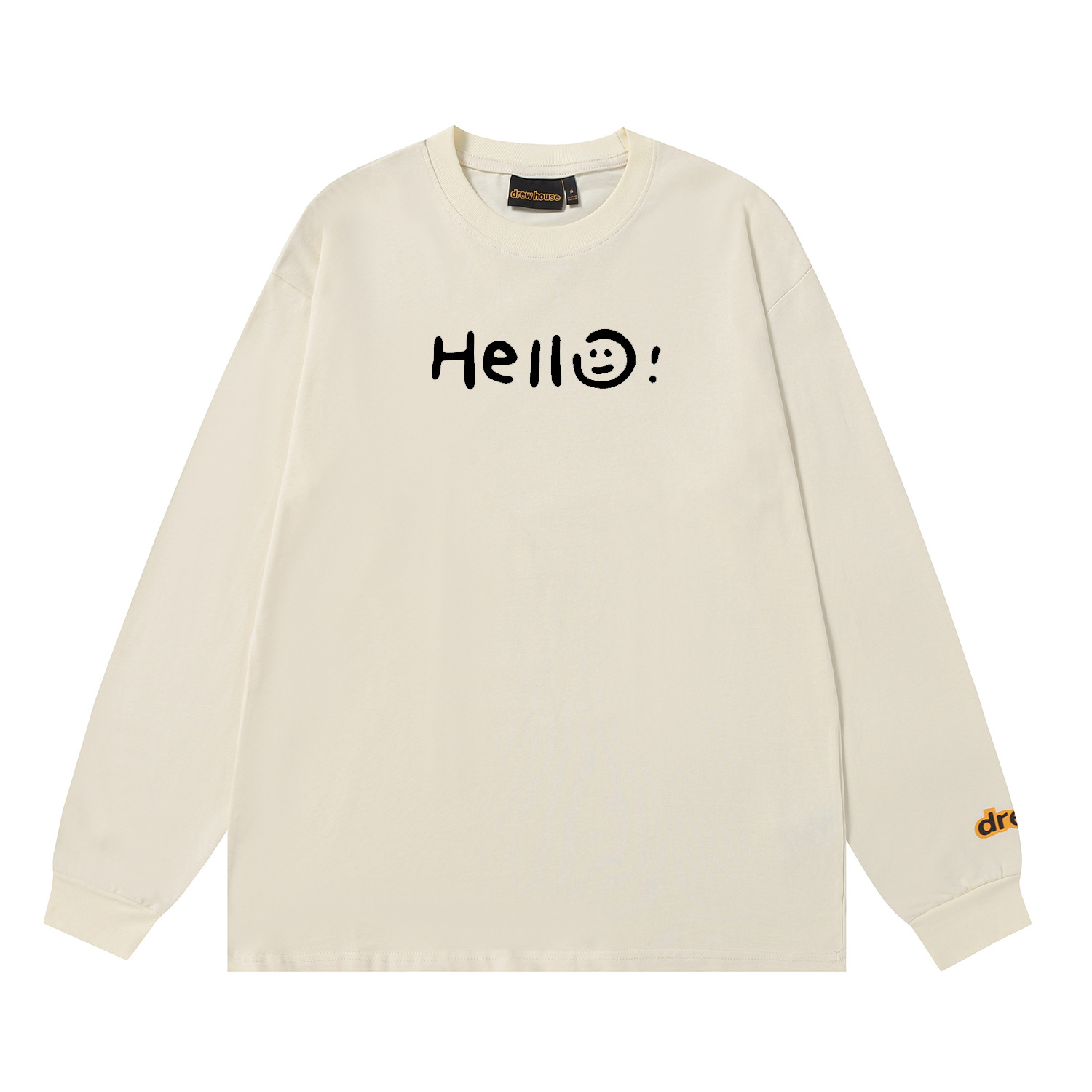 Drew House New drew Smiling face hello T Shirt Men's and Women's Long Sleeve Tshirt Designer Luxury