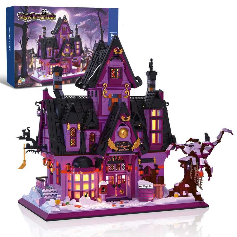 2639PCS Magic Bar Building Blocks Creative City Street View Model MOC Mini Bricks Set With Light Kids DIY Toys Halloween Gifts G250902