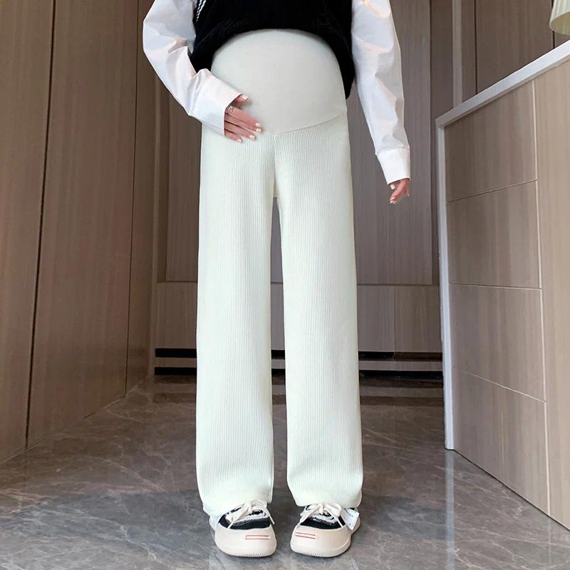 Spring Autumn Fashion Maternity Straight Pants, Wide Leg Loose Across High Waist Trousers, Clothes for Pregnant Women Pregnancy