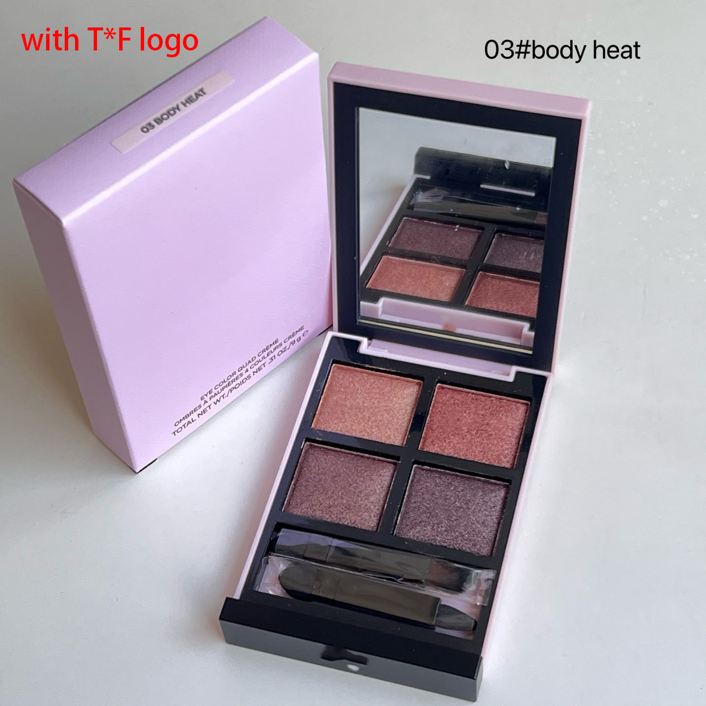 T*F Brand Eye Shadow Palette Forbidden Pink Shade 4 Color Eyeshadow Set with Shimmer and Matte Textures Creates Romantic Eye Looks body heat rose topaz