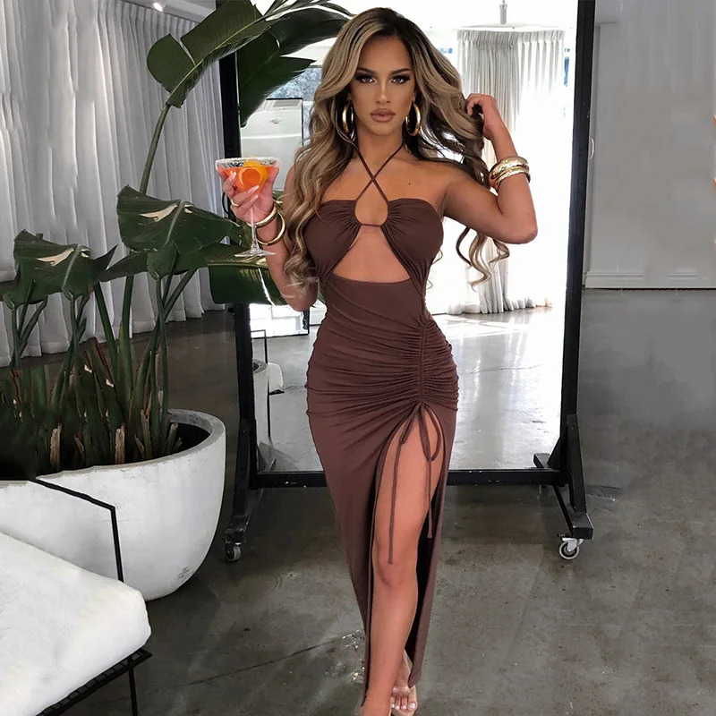 Sleeveless Sexy Female Midi Backless Dresses Slim Night Club Party Womens Dress Bodycon Vestidos Elegantes Para Mujer 250902