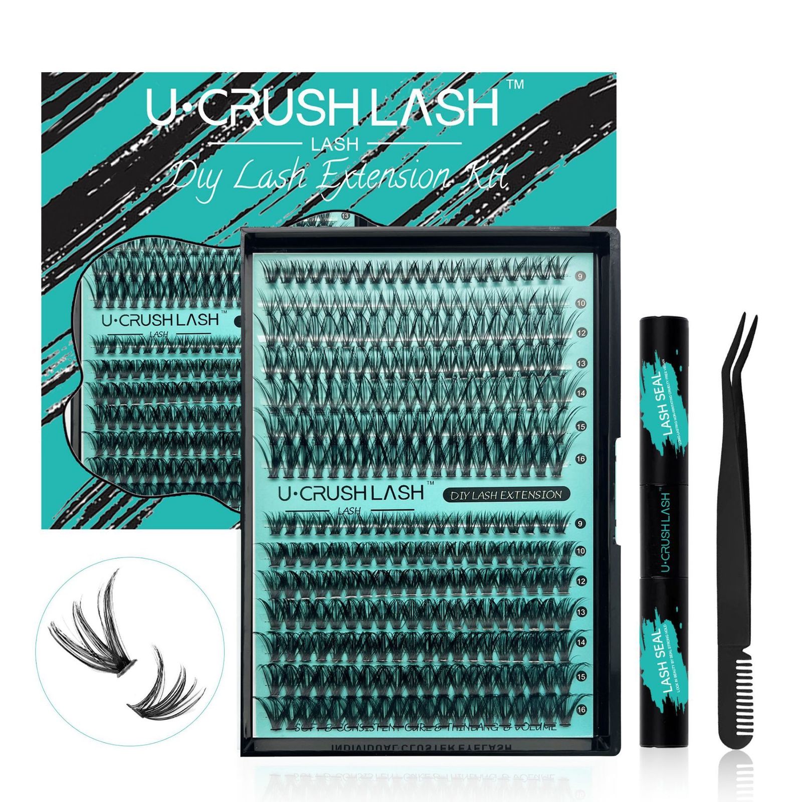 AMZGIRL LASH DIY Eyelash Extension Kit Cluster Lashes 70D90D D Curl 8-16mm Waterproof Bond and Seal with Remover Tweezer 240914