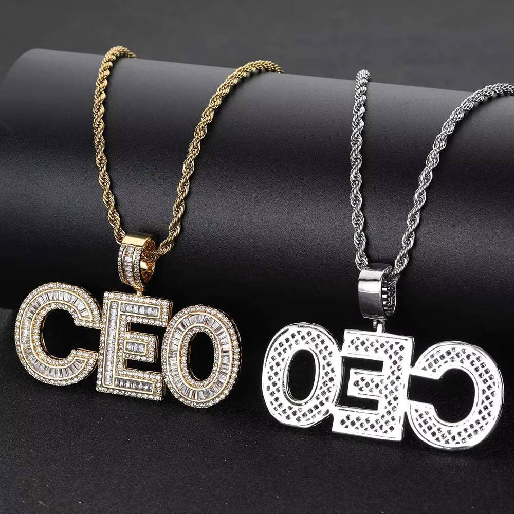 NUOYA Personalized Name Pendant Iced Out Baguette Moissanite Initial Letter Hip Hop Charm Pendant Jewelry Gift for Rappers Customizable