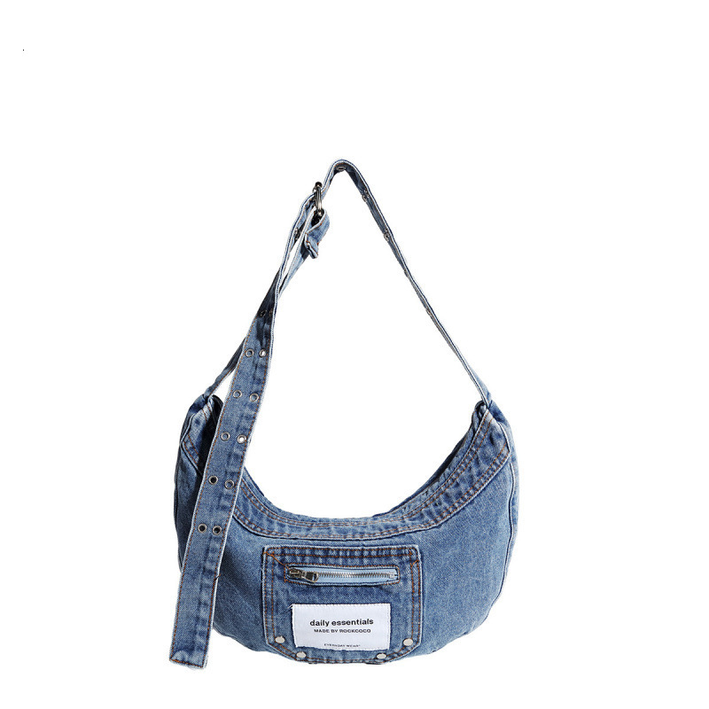 autumn new women s underarm atmosphere bag niche design retro washed denim bag fashionable light luxury designer shoulder bag