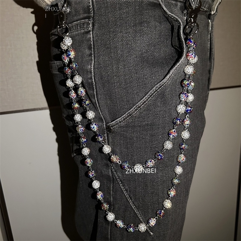 1pc Disco Ball Rhinestone Wallet Chain Hip Hop Fashion Jewelry Pendant Cluster Pants Jean Pocket Belt Chain for Men Gifts250901ww