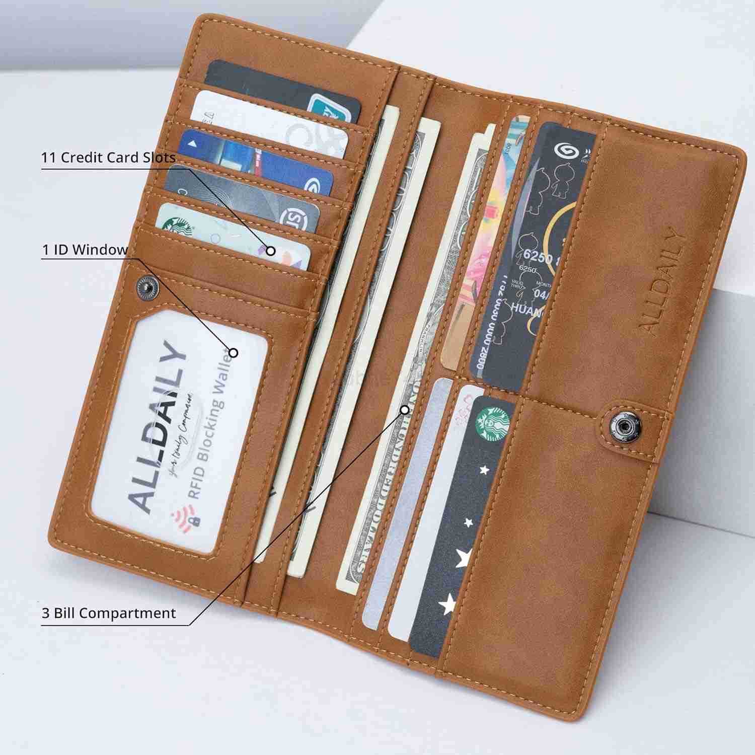 Ultra Slim Thin Women Wallet RFID Blocking CARD Holder Bifold Long Ladies Billfold Purist BlueZ250911
