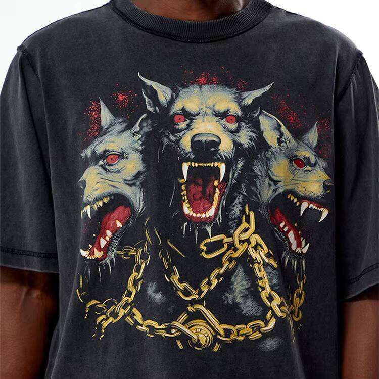 Men's 100% Cotton T-Shirt Printed Slim Fit 230 Gsm Formal Style Black