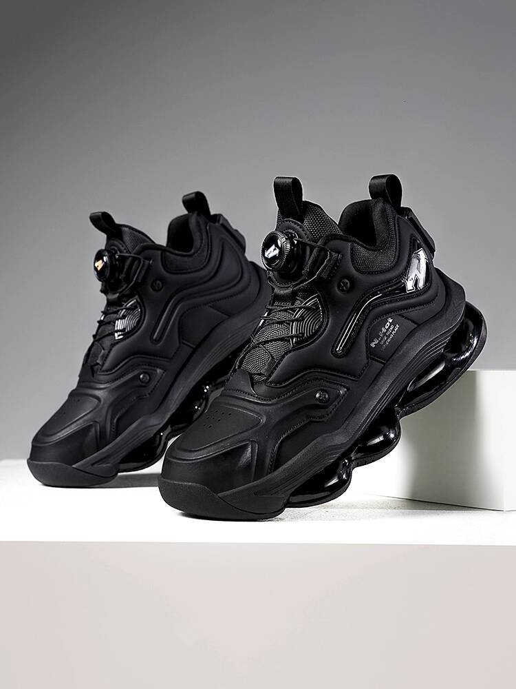 Black Sneakers Autumn Winter New Casual Men's Thick Sole Shock Absorption Cushion Running Office Commute Trendy Shoes