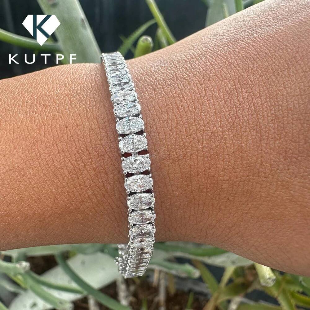 05Carat Oval Cut Full Moissanite Tennis Bracelets for Women 100 925 Sterling Silver D VVS1 Diamond Bangle with Gra Certificate