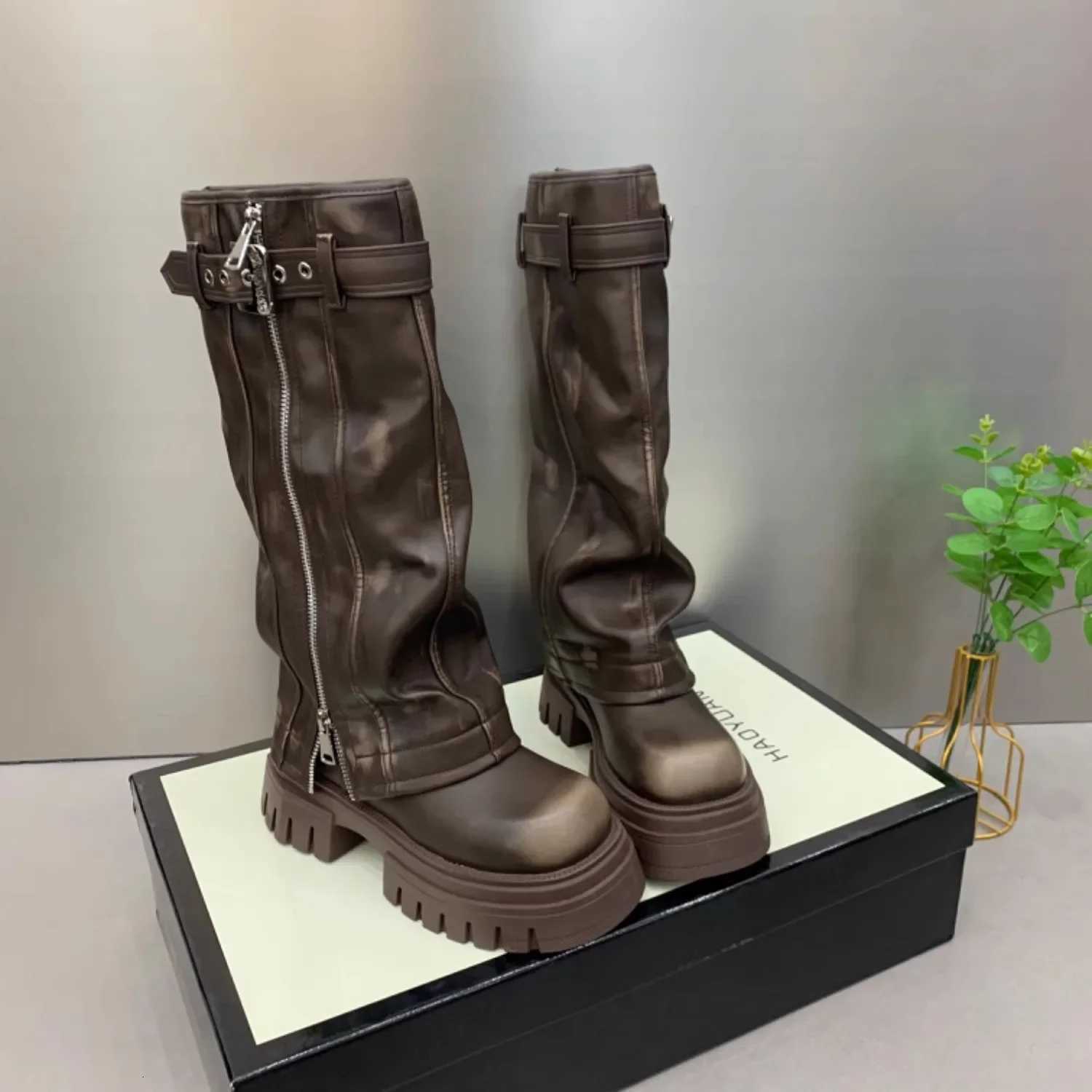 New Autumn Winter Women Flats Heel Women Long Boots High Quality Leather Ladies Knee High Boots W250902