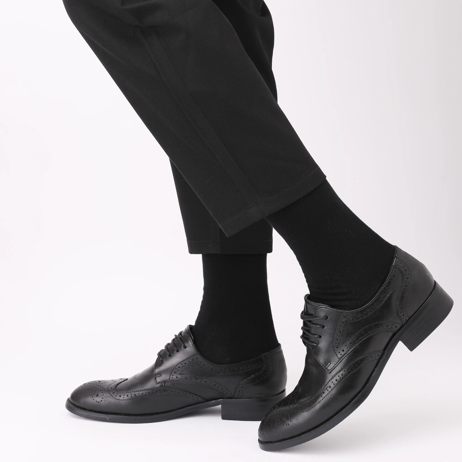 6 Pairs Mens Dress Socks Black Plus Size High Quality Combed Cotton Crew Socks Black Cool Breathable Casual Socks for men 250902