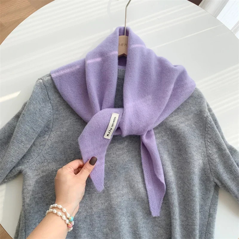 British Korean Triangle Scarf Niche Wool Triangular Scarf Women Headscarf Knitted Scarf Multifunctional Warm Knitted Scarf 250901