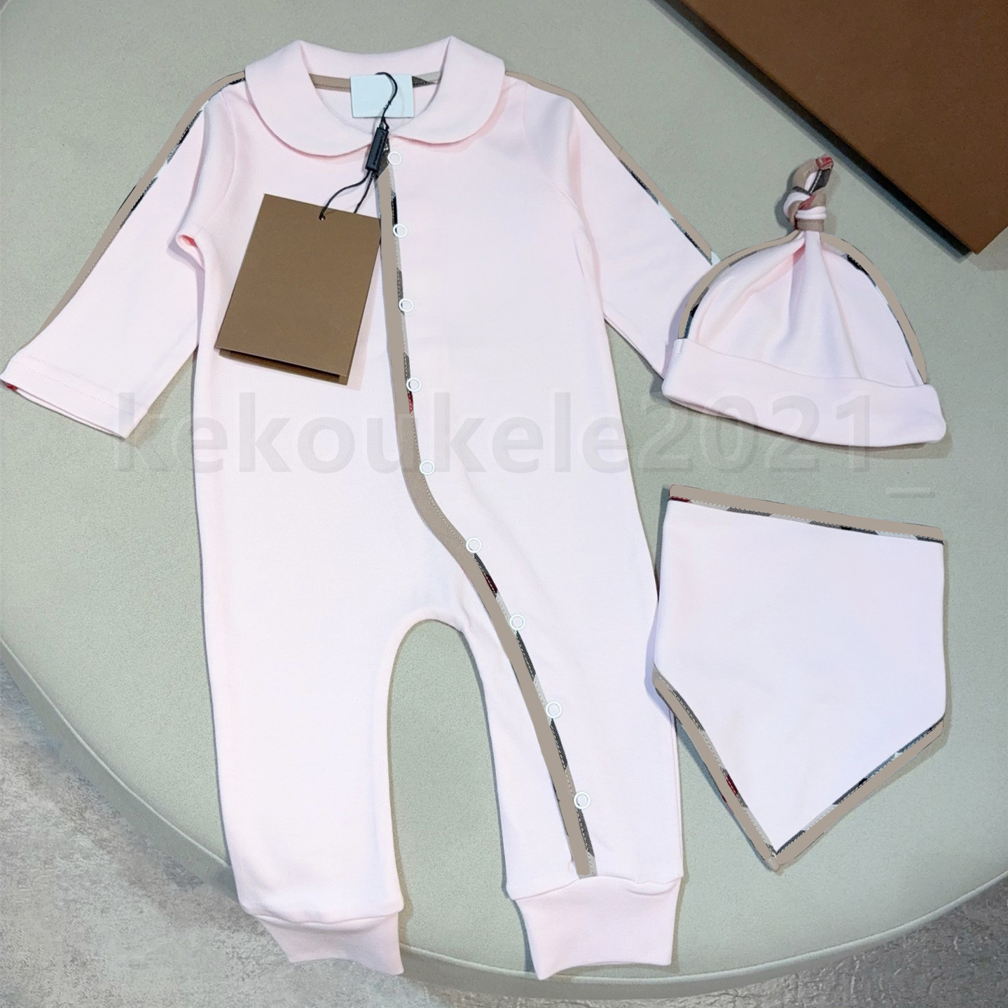 3Pcs Set Newborn Baby Boy Girl Clothes 0-24 Months 100% Cotton Rompers Hat Bib Long Sleeve Jumpsuits Outfits