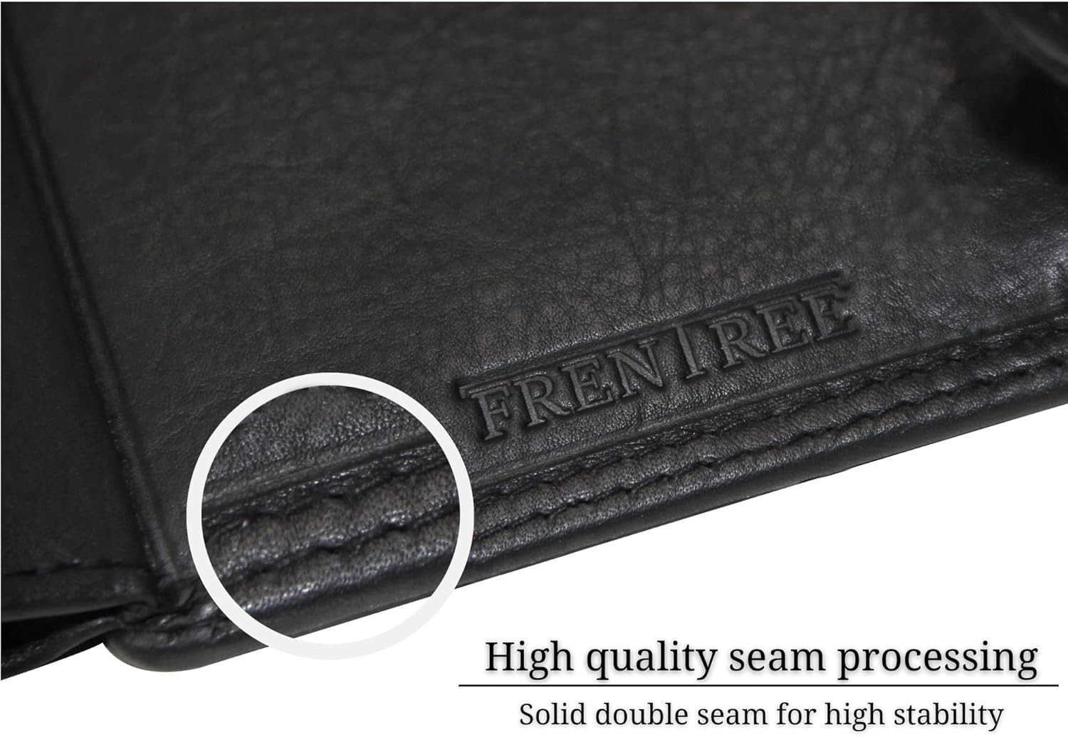 Mens Trifold Nappa Leather Wallet 15 Card Slots RFID Protection Portrait Format BlackZ250911