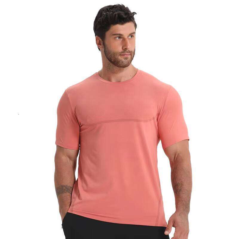 Men's Summer Quick-Dry Sports T-Shirt Breathable Lightweight Outdoor Fitness Solid Pattern