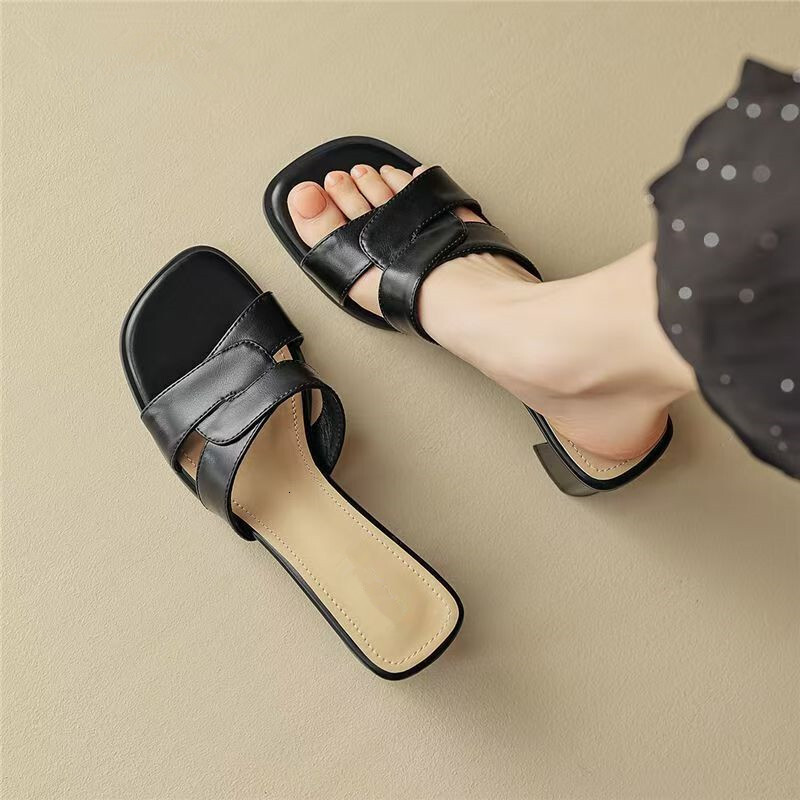 Luxury Women's Summer Breathable Outdoor High Heels French High-end Sandals Minimalist Design Sexy Casual Versatile Fashionable Square-toed Open-