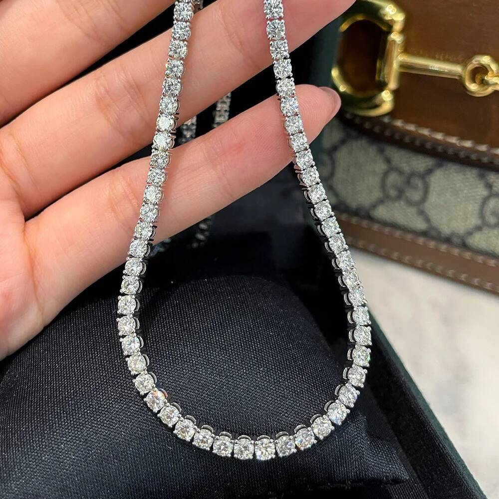 Gra Certified Full Moissanite Tennis Necklaces Bracelets For Women Men 100 S925 Silver 34565mm Lab Diamond Riviera Necklace