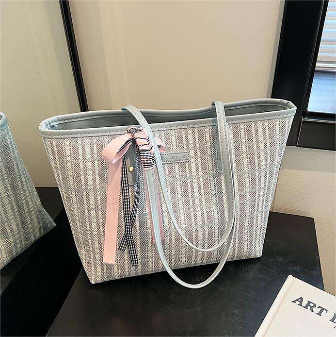 DHpet_wholesale Women's Plaid Tote Bag - Large Capacity Shoulder Bag for Work Commute, Fashionable Big Purse with Double Straps, Pink & Blue