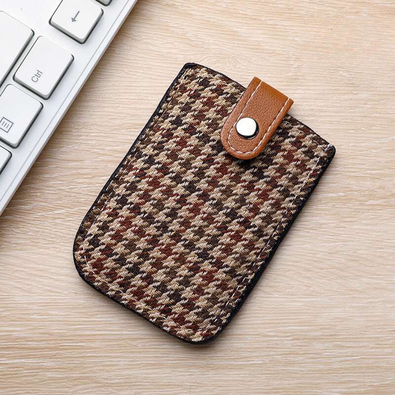 DHpet_wholesale 2025 Women's Houndstooth Card Holder - RFID Blocking Slim Wallet with Magnetic Protection, Fashion Mini Card Case Organizer