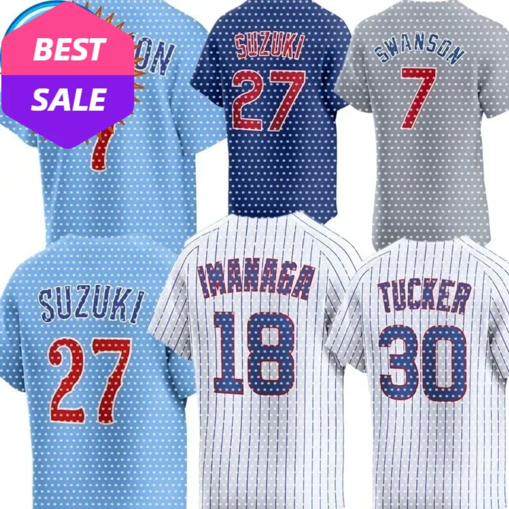 Custom MLB Cubs Baseball Jersey Dansby Swanson Cody Bellinger Seiya Suzuki Ian Happ Ryne Sandberg Javier Assad Pete Crow-Armstrong Kyle Tucker Shota Imanaga Hoerner
