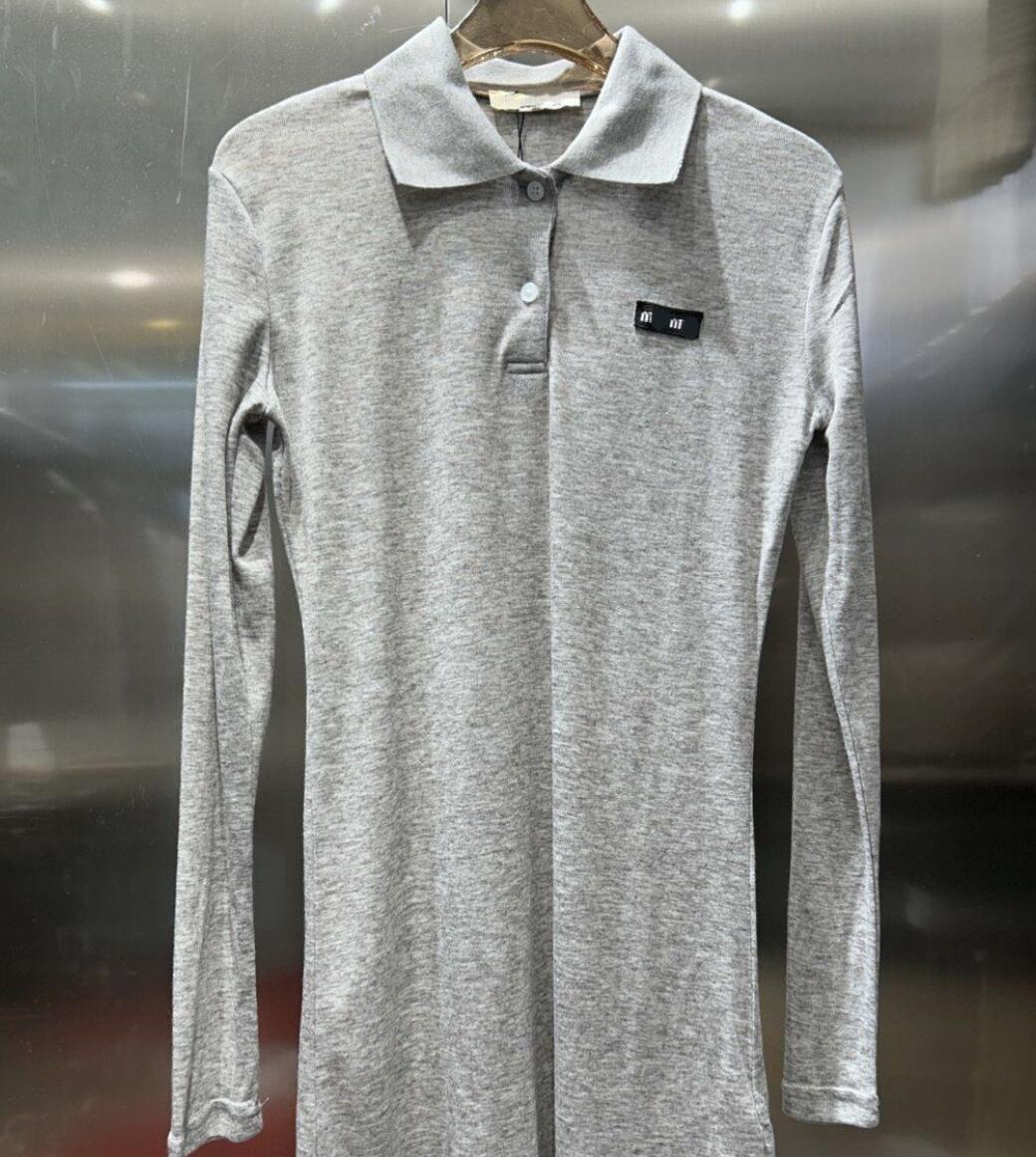 Women new spring autumn logo letter appliqued designer perspective medium long polos shirts SML