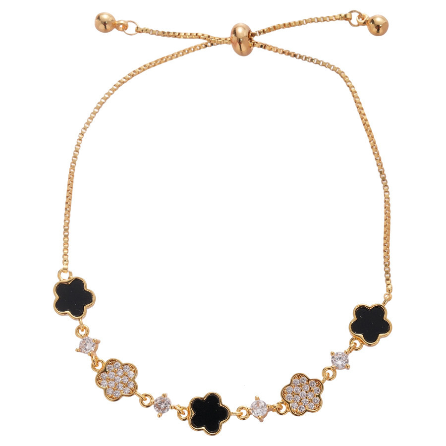 Acetate Zircon Flower Pendant Korean Style Niche Sweet Bracelet Versatile Fashion High-end Feel Jewelry