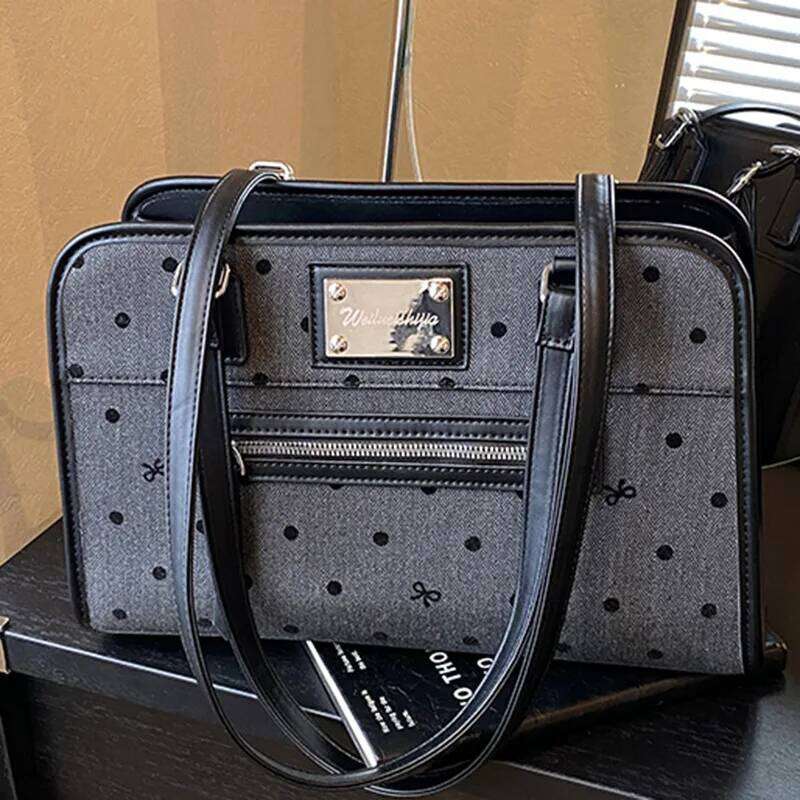 2025 New Korean Style Tote Large Capacity Vintage Shoulder Bag For Schoolgirl Elegant Commuter Backpack Purse