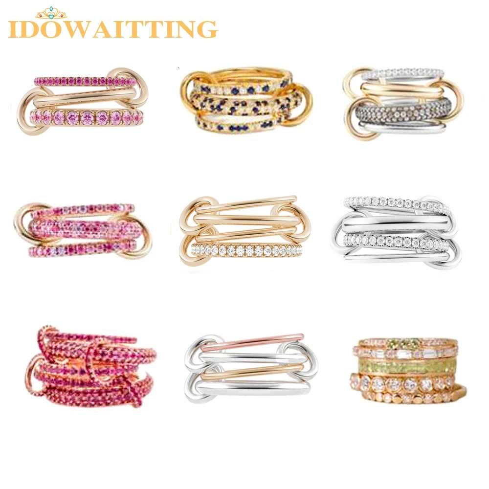 Mix Color Multi Pieces Stacking Engagement Band Link Rings for Women Plain Micro Paved 5A CZ Stack Full Finger Jewelry 250901