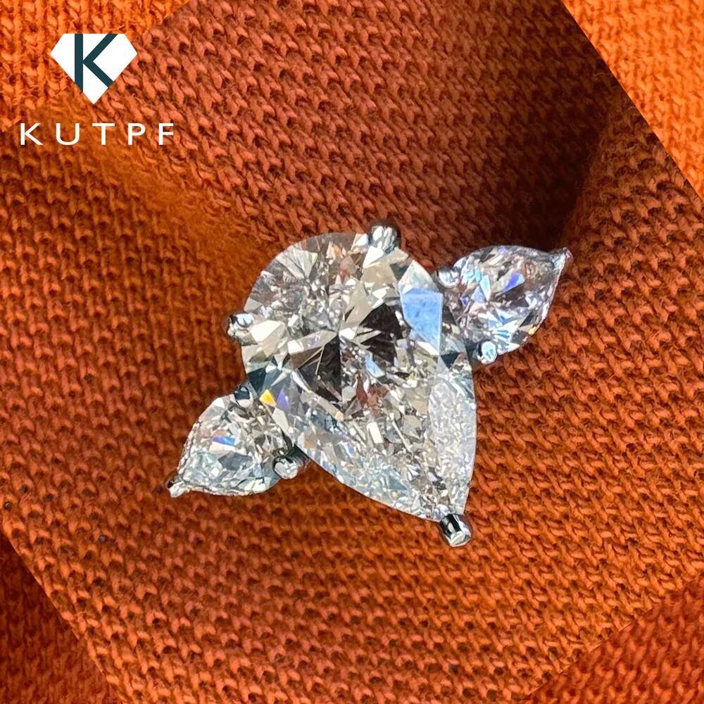 1236Carat Pear Cut Moissanite Diamond Engagement Rings for Women 925 Sterling Silver 3stone Waterdrop Shape Wedding Ring