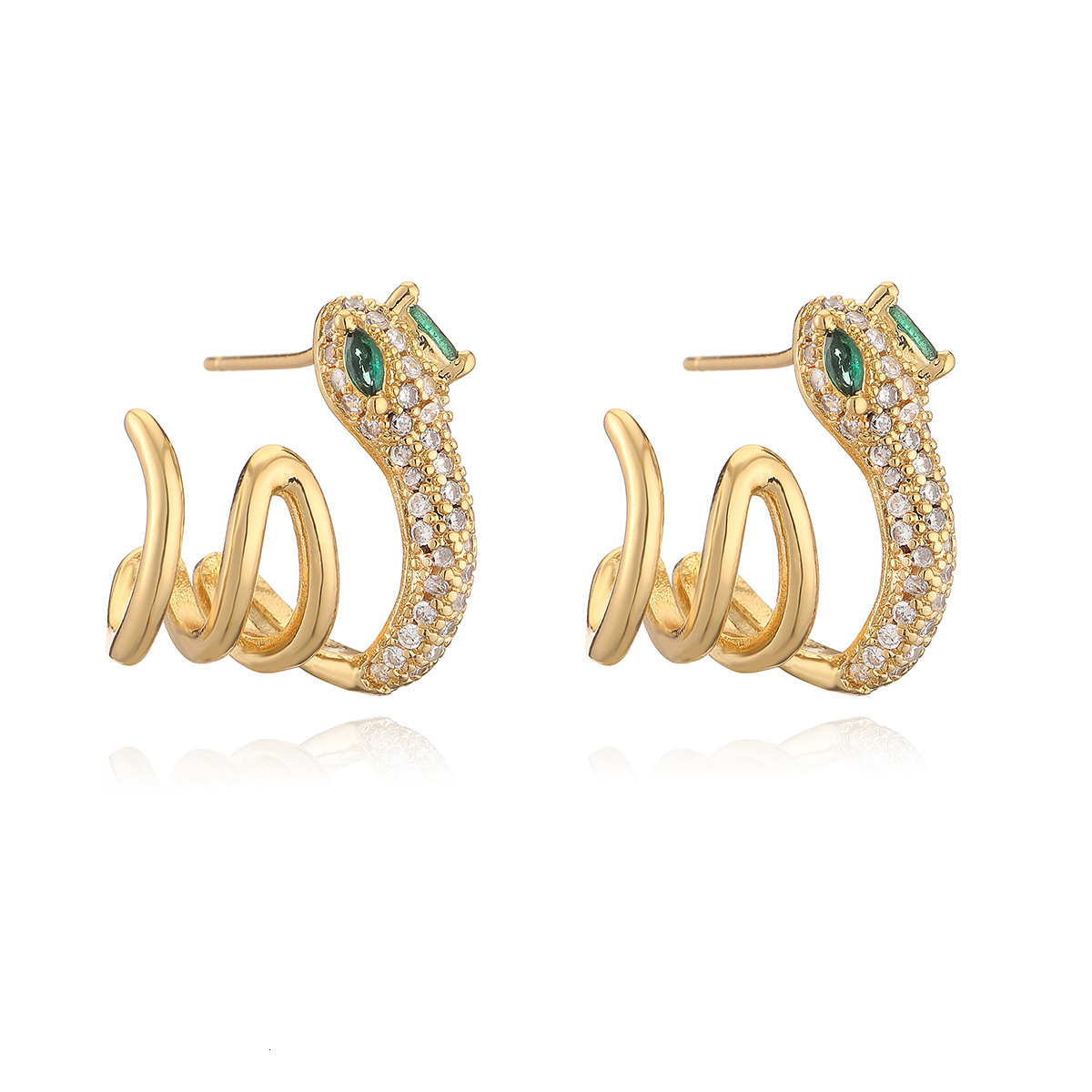 Earrings quality Jewelry European And American Niche Light entry lux Copper Plated 18K Gold Zircon Snake-Shaped Earrings For Women Fashionable Persona